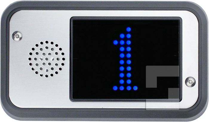 Etasjeindikator FD4-CAN, utenpåliggende med høyttaler (blått display) (1)
