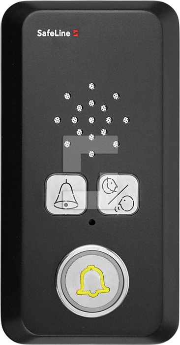 SafeLine SL6 stemmestation, overflademonteringsdesign i mørkt stof sort med piktogramlinser og knap (1)