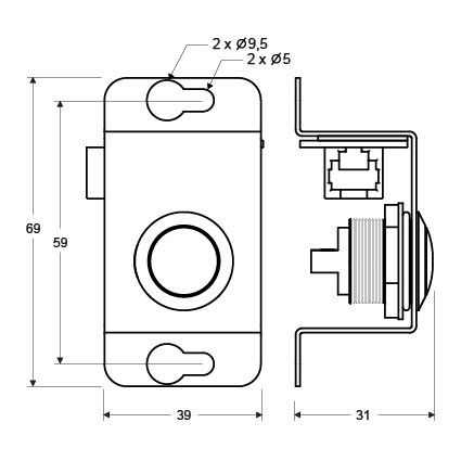 Alarm button for surface mounting  with microphone