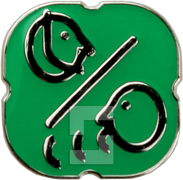 Metallaufkleber mit grünem Piktogramm