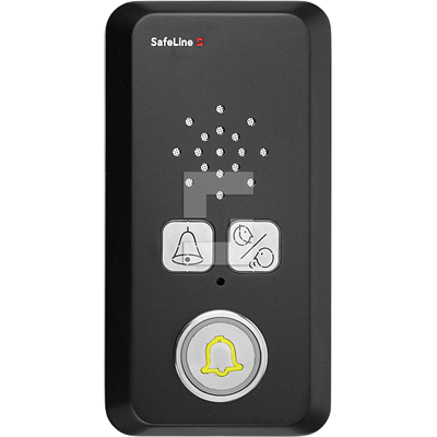 SafeLine SL6 voice station, surface mount design in dark matter black with pictogram lenses & button