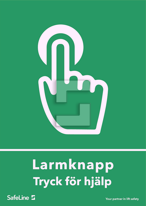 Skylt för larmknapp