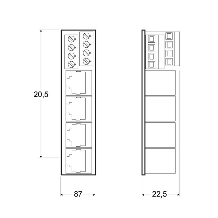 Adapter RJ45 (x4) naar schroefklem (2)