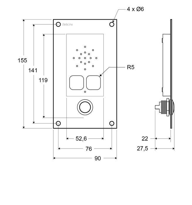 SafeLine MX3+ avec bouton d'alarme en cas d'urgence (encastré) (2)