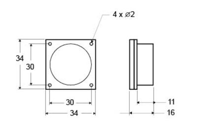 Lautsprecher, 34×34, JST 2 PIN/ 2mm, 2m (3)