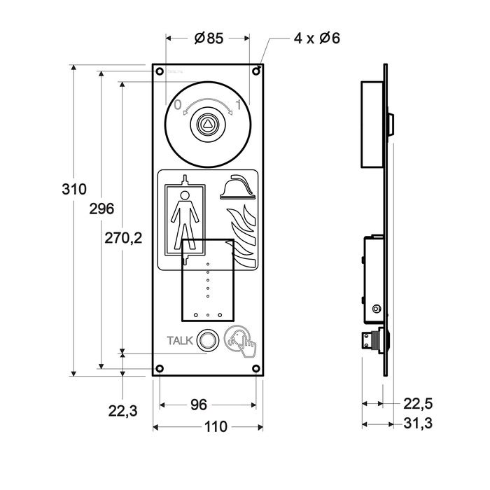 SafeLine SL6+ FIRE-station, verzonken gemonteerd met sleutelschakelaar (2)