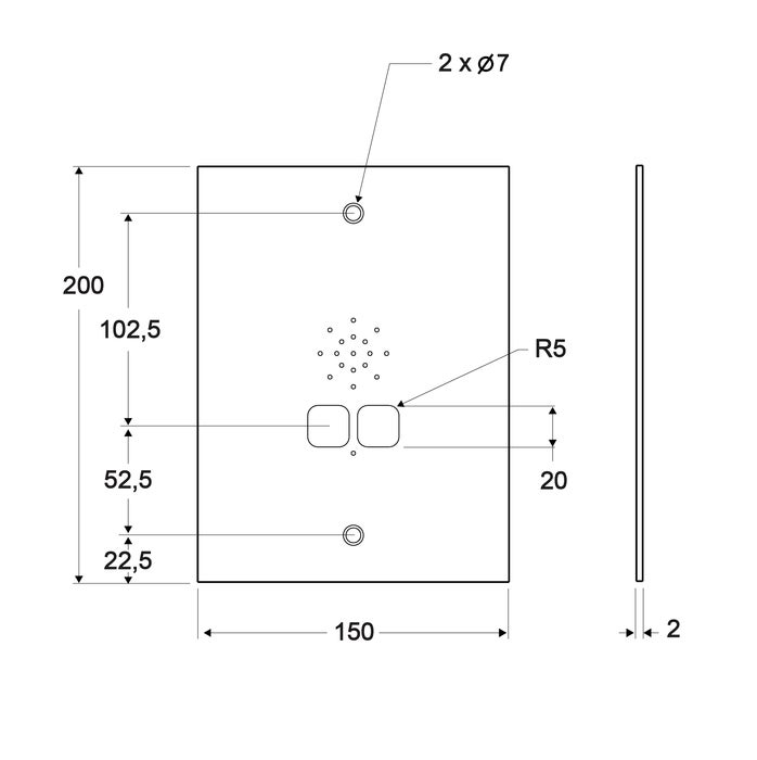 SafeLine MX3 erstatningsplate for Telenot, 150 x 200 mm, med linser (2)