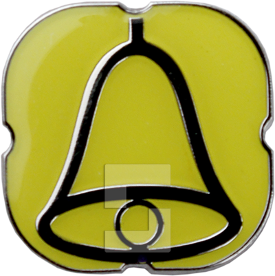 Metallaufkleber mit gelbem Piktogramm