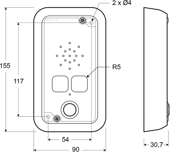 SL6-talestasjon – utenpåliggende montering med piktogramlinser og alarmknapp (2)