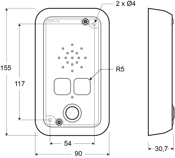 Le SafeLine MX3+ avec bouton d'alarme en cas d'urgence (monté en applique). (3)