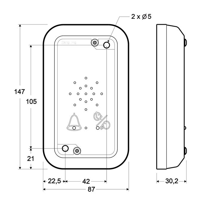 Poste cabine SL6, en applique avec cadre pictogrammes et voyant (3)